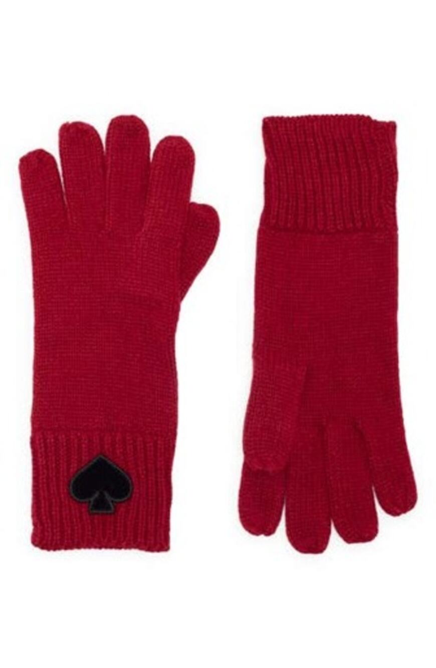 NWT Kate Spade Flocked Heart Knit Gloves Gift Holiday Warm Cozy
